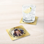 卒業写真金ゴールドトーングラードキャップクラス年 スクエアペーパーコースター (インサイチュ)