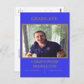 卒業写真金ゴールドブルーパーティー ポストカード (正面/裏面)