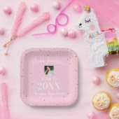 卒業写真金ゴールド紙吹雪ピンク卒業パーティー ペーパープレート (パーティー)