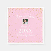 卒業写真金ゴールド紙吹雪卒業パーティピンク昼寝 スタンダードカクテルナプキン (正面)