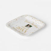 卒業写真金ゴールド紙吹雪卒業パーティーホワイト ペーパープレート (傾斜あり)