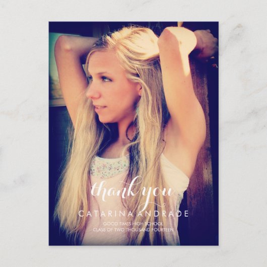 卒業写真高校書道ありがとう ポストカード (正面)