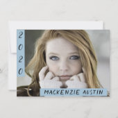 卒業写真2 |ライトブルーモダングラードパーティー 招待状 (正面)