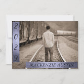 卒業写真2 |洗練された紫の形見 招待状 (正面)