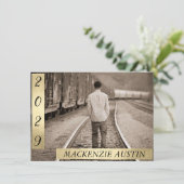 卒業写真2 |洗練された金ゴールドキープサウ 招待状 (スタンド正面)