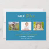 卒業写真3枚パーティの招待状 招待状 (正面)