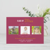 卒業写真3枚パーティの招待状 招待状 (スタンド正面)