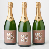 卒業写真4枚テラコッタパーソナライズされたモダンー スパークリングワインラベル (ボトル)