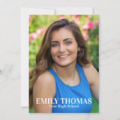 卒業写真 エレガント ミニマリスト スクリプト セージ 招待状 (正面)