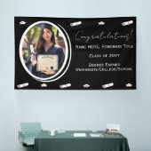 卒業写真 & キャップ、卒業証書 ブラック&ホワイト 横断幕 (トレードショー)