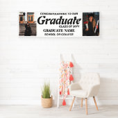 卒業写真、クラス、大学院ホワイト 横断幕 (インサイチュ)