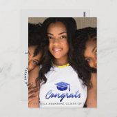 卒業写真 クラス 年度 名前 ロイヤルブルー グリッター ポストカード (正面/裏面)