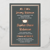 卒業写真 グレー＆ホイル 卒業おめでとうのご案内 箔招待状 (正面)