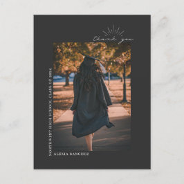 卒業写真 グレー ラインアート ありがとう ポストカード