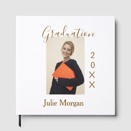 卒業写真 ブラウン ゴールド 年代 20XX 名前 シンプル ゲストブック (正面)