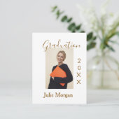 卒業写真 ブラウン ゴールド 年 20XX 名前 シンプル ポストカード (スタンド正面)