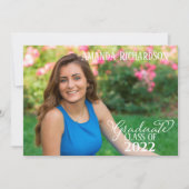 卒業写真 ミニマル 卒業 カリグラフィー スクリプト 招待状 (正面)