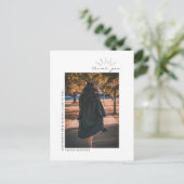 卒業写真 モノクロ ラインアート ありがとうございます ポストカード (スタンド正面)