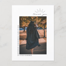 卒業写真 モノクロ ラインアート ありがとう ポストカード