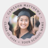 卒業写真 ローズ タウペ 波線の境界 卒業 ラウンドシール (正面)