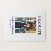 卒業写真 名前 クラス 20XX 青 シンプル ボ ジグソーパズル (横)