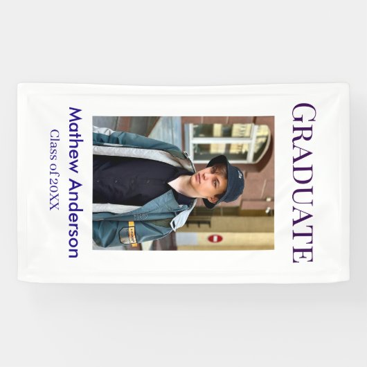 卒業写真 名前 クラス 20XX 青 シンプル ボ 横断幕 (横)