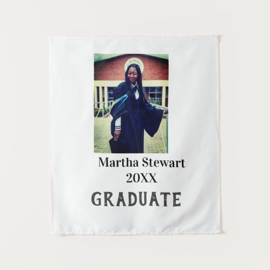 卒業写真 名前 年 学部 大学 シンプル タペストリー (正面)