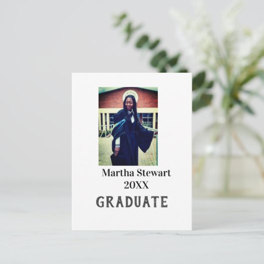 卒業写真 名前 年 学部 大学 シンプル ポストカード (スタンド正面)