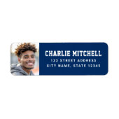 卒業写真 大学 フォント 青 返信先住所 ラベル (正面)