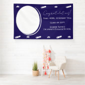 卒業写真＆帽子、卒業証書 おめでとう ダークブルー 横断幕 (インサイチュ)