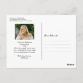 卒業写真 書道スクリプト 金色 感謝 ポストカード (裏面)