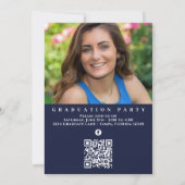 卒業写真 筆記体 ネイビーブルー 招待状 (裏面)