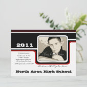 卒業写真/赤いストライプ 招待状 (スタンド正面)