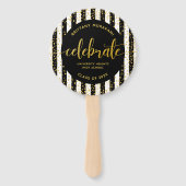 卒業写真　金の筆文字　黒いライン　記念品 ハンドファン (正面)