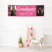 卒業写真、1年生クラス、卒業ピンク 横断幕 (インサイチュ)