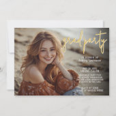 卒業写真 – Gradパーティースクリプト金ゴールド 招待状 (正面)