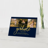 卒業写真Grad 2025ゴールドフォイル発表 箔グリーティングカード (正面)