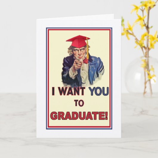 卒業勇気付けられる、叔父与えサムの命令 カード (黄色い花)