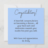 卒業医恋しく思博士の実おもしろい際 招待状 (裏面)