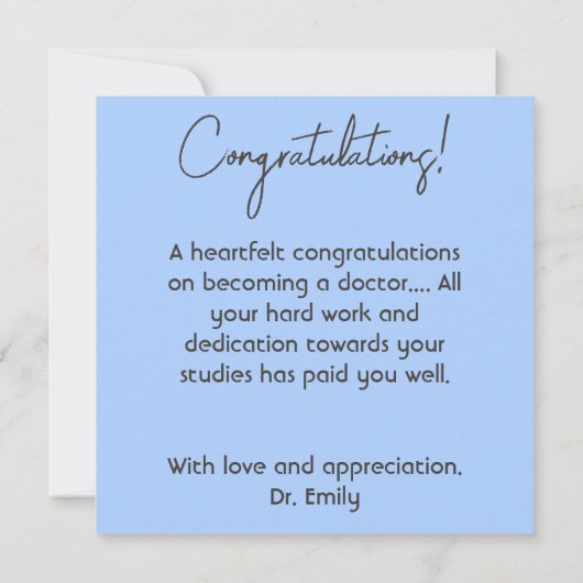 卒業医恋しく思博士の実おもしろい際 招待状 (裏面)