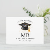 卒業名エレガント金ゴールドモノグラム 案内状 (スタンド正面)