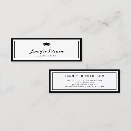 卒業名カードのクラシック挿入スクリプト コーリングカード (正面/裏面)