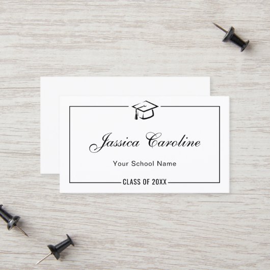卒業名カード。シンプルクラシック挿入カード コーリングカード (正面/裏面インサイチュ)