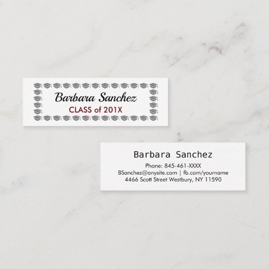 卒業名カード スキニー名刺 (正面/裏面)