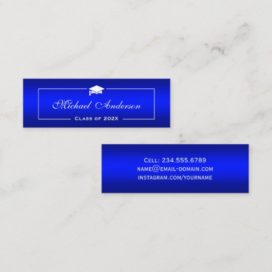 卒業名カード – 上品な青のグラデーション コーリングカード (正面/裏面)