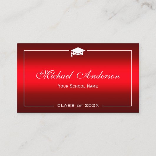 卒業名カード – 赤スタイリッシュグラデーション コーリングカード (正面)