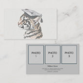 卒業名カード | 3枚の写真を追加 名刺 (正面/裏面)