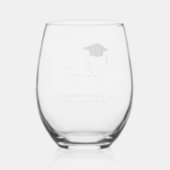 卒業名パーソナライズされた学年制 ステムなしワイングラス (裏面)