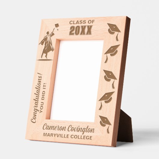 卒業名パーソナライズされた、学校/大学、年 レーザー彫刻フレーム (左)