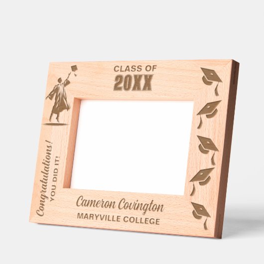 卒業名パーソナライズされた、学校/大学、年 レーザー彫刻フレーム (左)